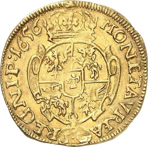 Reverse Ducat 1656 IC "Portrait with Crown" - Poland, John II Casimir