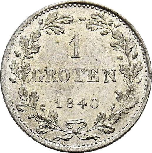 Rewers monety - 1 groten 1840 - cena srebrnej monety - Brema, Wolne miasto
