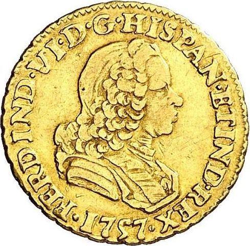 Аверс монеты - 1 эскудо 1757 года Mo MM - цена золотой монеты - Мексика, Фердинанд VI