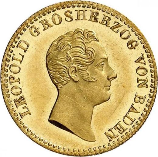 Аверс монеты - Дукат 1842 года - цена золотой монеты - Баден, Леопольд