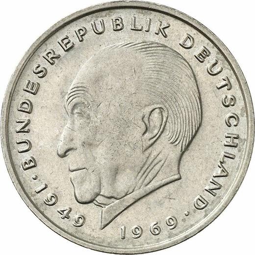Аверс монеты - 2 марки 1972 года G "Аденауэр" - цена  монеты - Германия, ФРГ