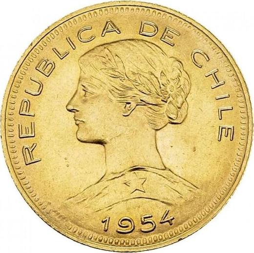 Аверс монеты - 100 песо 1954 года So - цена золотой монеты - Чили, Республика