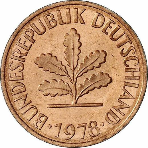 Реверс монеты - 2 пфеннига 1978 года G - цена  монеты - Германия, ФРГ