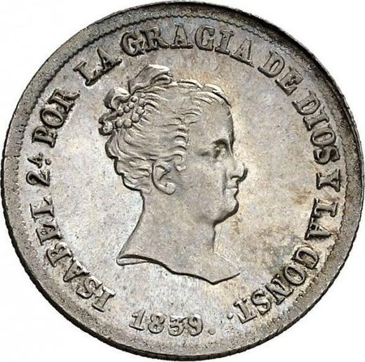 Аверс монеты - 2 реала 1839 года M CL - цена серебряной монеты - Испания, Изабелла II