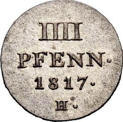 Реверс монеты - 4 пфеннига 1817 года H - цена серебряной монеты - Ганновер, Георг III