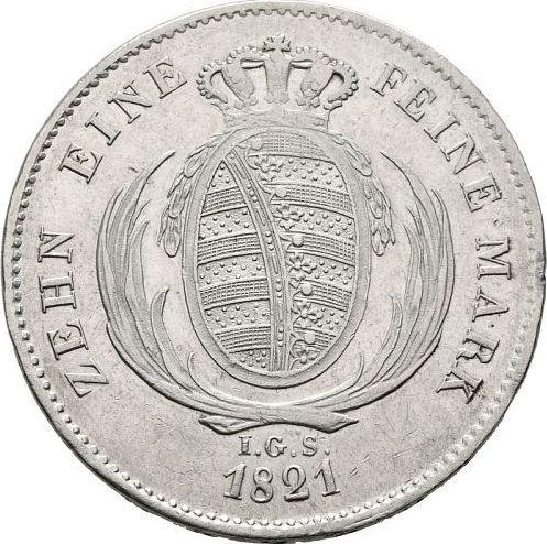 Реверс монеты - Талер 1821 года I.G.S. - цена серебряной монеты - Саксония-Альбертина, Фридрих Август I