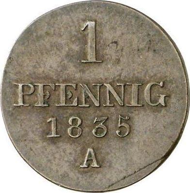 Reverso 1 Pfennig 1835 A "Tipo 1835-1837" - valor de la moneda  - Hannover, Guillermo IV