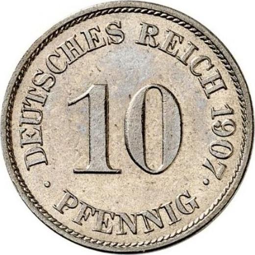 Аверс монеты - 10 пфеннигов 1907 года J "Тип 1890-1916" - цена  монеты - Германия, Германская Империя