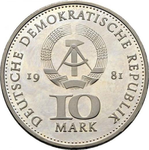 Rewers monety - 10 marek 1981 "Mennictwo w Berlinie" - cena  monety - Niemcy, NRD