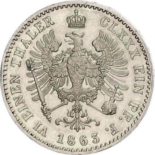 Rewers monety - 1/6 talara 1863 A - cena srebrnej monety - Prusy, Wilhelm I