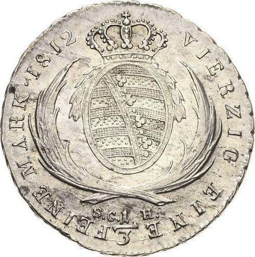Rewers monety - 1/3 talara 1812 S.G.H. - cena srebrnej monety - Saksonia, Fryderyk August I