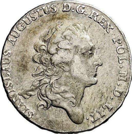 Аверс монеты - Полталера 1781 года EB "Лента в волосах" - цена серебряной монеты - Польша, Станислав II Август
