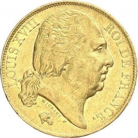 Obverse 20 Francs 1818 Q "Type 1816-1824" Perpignan - France, Louis XVIII