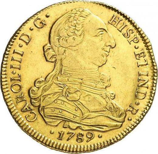 Anverso 8 escudos 1789 So DA - valor de la moneda de oro - Chile, Carlos III