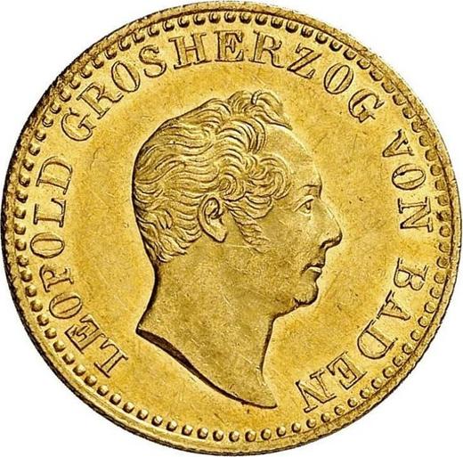 Awers monety - Dukat 1845 - cena złotej monety - Badenia, Leopold