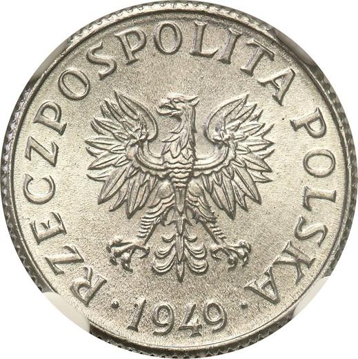 Obverse 1 Grosz 1949 - Poland, Peoples Republic
