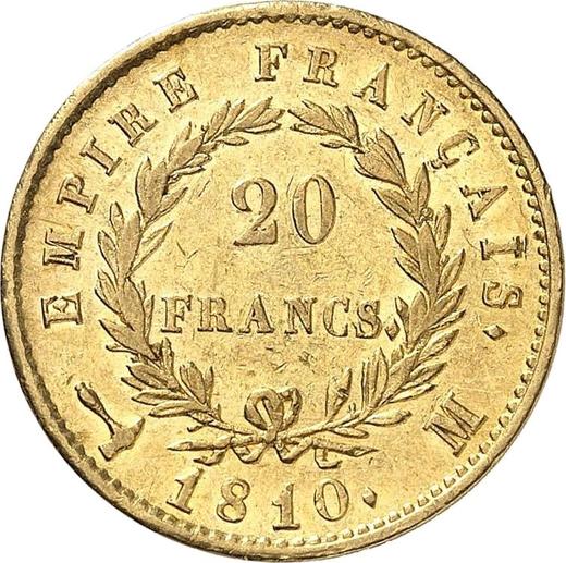 Rewers monety - 20 franków 1810 M "Typ 1809-1815" Tuluza - cena złotej monety - Francja, Napoleon I