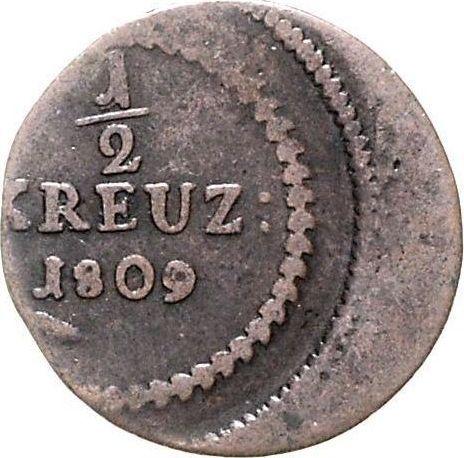 Реверс монеты - 1/2 крейцера 1809-1810 года Смещение штемпеля - цена  монеты - Баден, Карл Фридрих