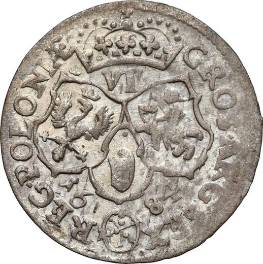 Реверс монеты - Шестак (6 грошей) 1684 года SVP "Тип 1677-1687" Щиты вогнутые - цена серебряной монеты - Польша, Ян III Собеский