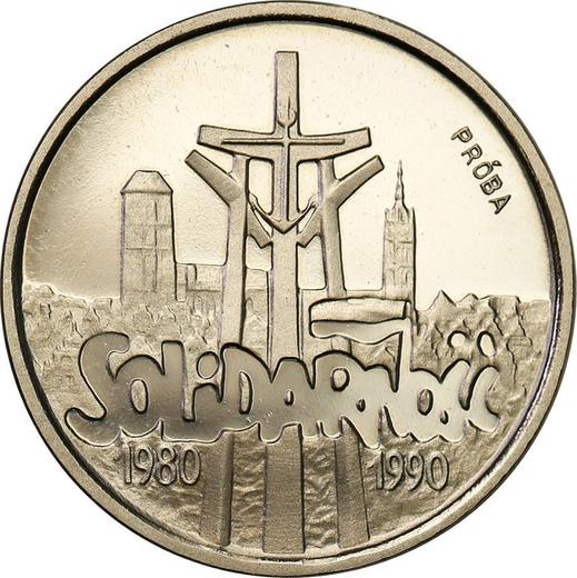 Reverso Pruebas 20000 eslotis 1990 MW "10 aniversario de la fundación de Solidaridad" Níquel - valor de la moneda  - Polonia, República moderna