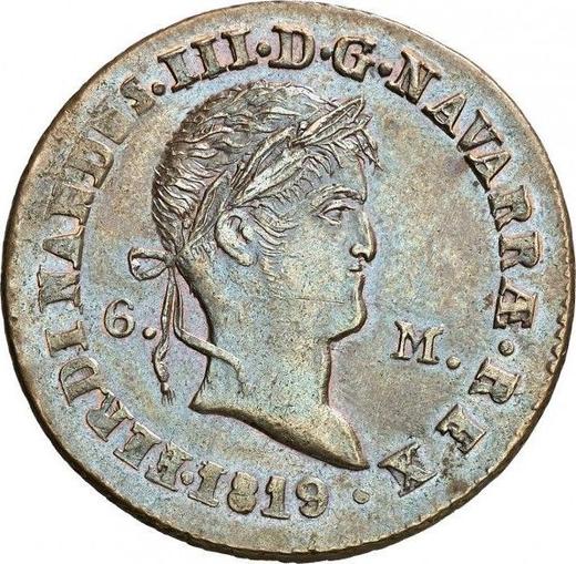 Аверс монеты - 6 мараведи 1819 года PP - цена  монеты - Испания, Фердинанд VII