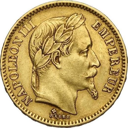 Anverso 20 francos 1863 BB "Tipo 1861-1870" Estrasburgo - valor de la moneda de oro - Francia, Napoleón III Bonaparte