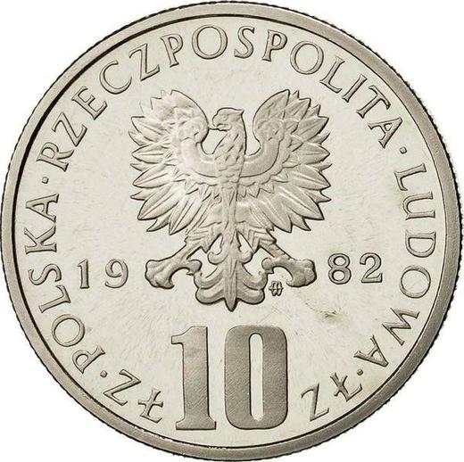 Аверс монеты - 10 злотых 1982 года MW "100 лет со дня смерти Болеслава Пруса" - цена  монеты - Польша, Народная Республика