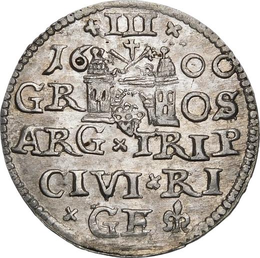 Rewers monety - Trojak 1600 "Ryga" - cena srebrnej monety - Polska, Zygmunt III