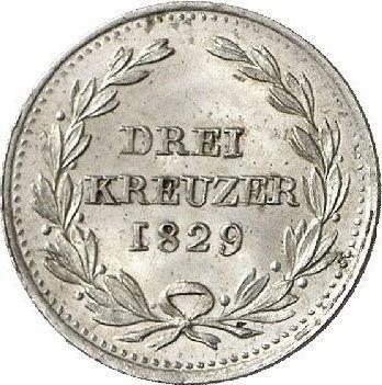 Revers 3 Kreuzer 1829 - Silbermünze Wert - Baden, Ludwig I