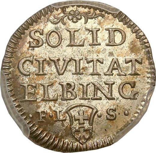 Реверс монеты - Шеляг 1763 года FLS "Эльблонгский" Чистое серебро - цена серебряной монеты - Польша, Август III