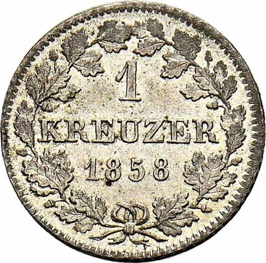 Реверс монеты - 1 крейцер 1858 года - цена серебряной монеты - Бавария, Максимилиан II