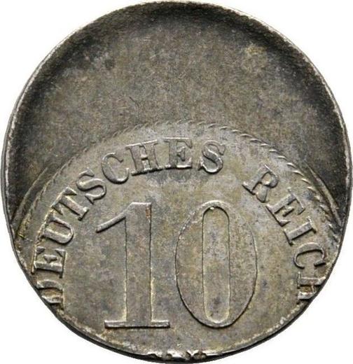 Аверс монеты - 10 пфеннигов 1917-1922 года "Тип 1917-1922" Смещение штемпеля - цена  монеты - Германия, Германская Империя