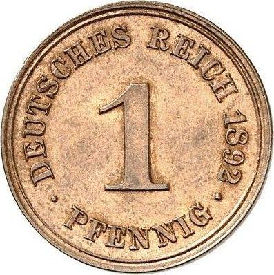 Аверс монеты - 1 пфенниг 1892 года D "Тип 1890-1916" - цена  монеты - Германия, Германская Империя