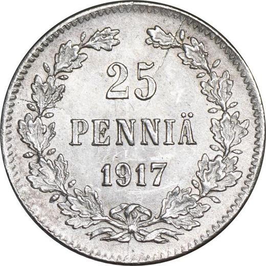 Реверс монеты - 25 пенни 1917 года S Орёл с тремя коронами - цена серебряной монеты - Финляндия, Великое княжество