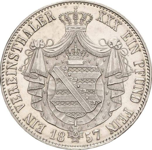 Реверс монеты - Талер 1857 года F - цена серебряной монеты - Саксония-Альбертина, Иоганн