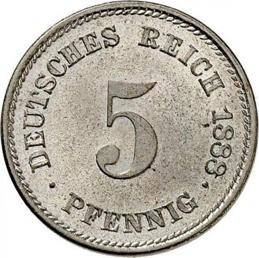 Аверс монеты - 5 пфеннигов 1888 года E "Тип 1874-1889" - цена  монеты - Германия, Германская Империя