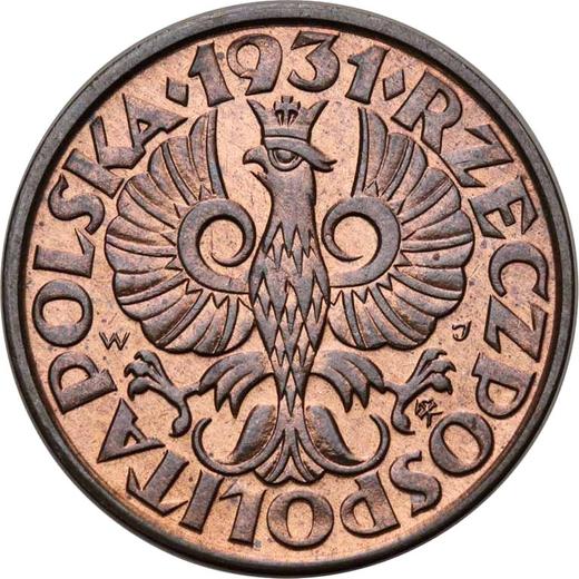 Аверс монеты - 2 гроша 1931 года WJ - цена  монеты - Польша, II Республика