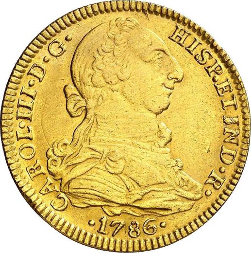 Аверс монеты - 4 эскудо 1786 года Mo FM - цена золотой монеты - Мексика, Карл III