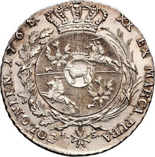 Реверс монеты - Полталера 1768 года IS "Без ленты в волосах" - цена серебряной монеты - Польша, Станислав II Август