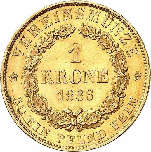Rewers monety - 1 krone 1866 B - cena złotej monety - Hanower, Jerzy V