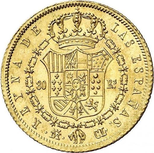 Реверс монеты - 80 реалов 1842 года M CL - цена золотой монеты - Испания, Изабелла II