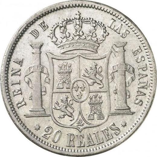Reverso 20 reales 1856 Estrellas de siete puntas - valor de la moneda de plata - España, Isabel II