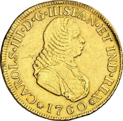 Anverso 4 escudos 1760 PN J - valor de la moneda de oro - Colombia, Carlos III