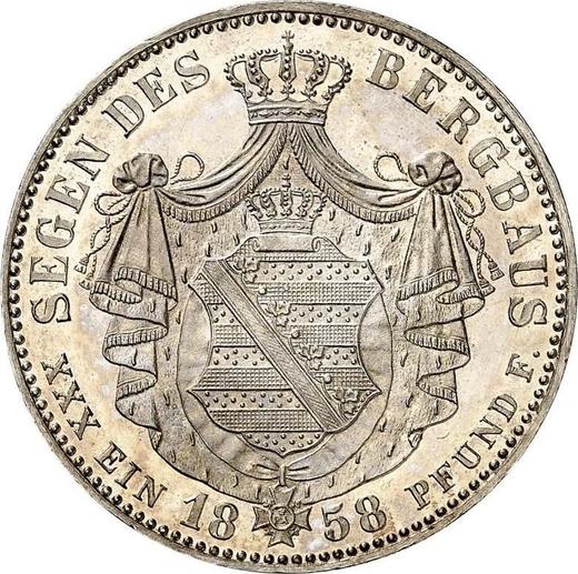 Реверс монеты - Талер 1858 года F "Горный" - цена серебряной монеты - Саксония-Альбертина, Иоганн