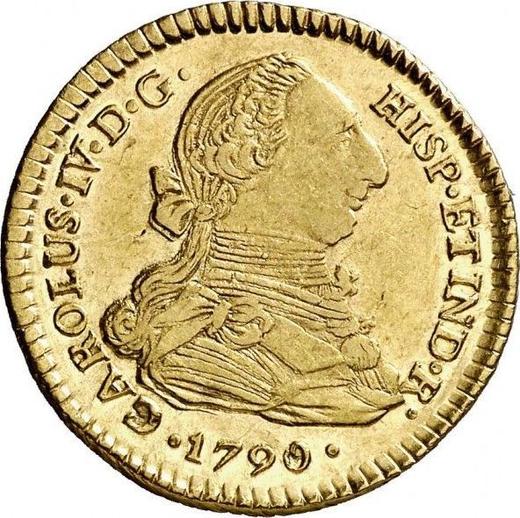 Awers monety - 2 escudo 1790 PTS PR - cena złotej monety - Boliwia, Karol IV