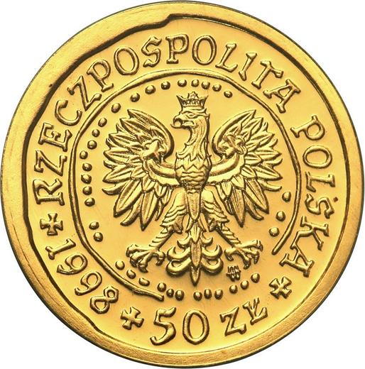 Аверс монеты - 50 злотых 1998 года MW NR "Орлан-белохвост" - цена золотой монеты - Польша, III Республика после деноминации