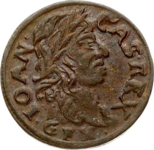 Anverso Szeląg 1666 GFH "Boratynka lituana" Cabeza de ciervo - valor de la moneda  - Polonia, Juan II Casimiro