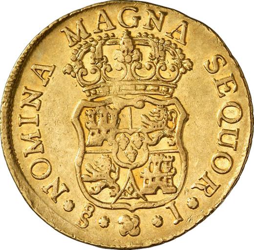 Реверс монеты - 4 эскудо 1750 года So J - цена золотой монеты - Чили, Фердинанд VI