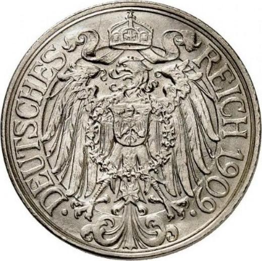 Rewers monety - 25 fenigów 1909 E "Typ 1909-1912" - cena  monety - Niemcy, Cesarstwo Niemieckie