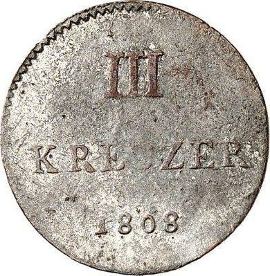 Реверс монеты - 3 крейцера 1808 года G.H. L.M. - цена серебряной монеты - Гессен-Дармштадт, Людвиг I